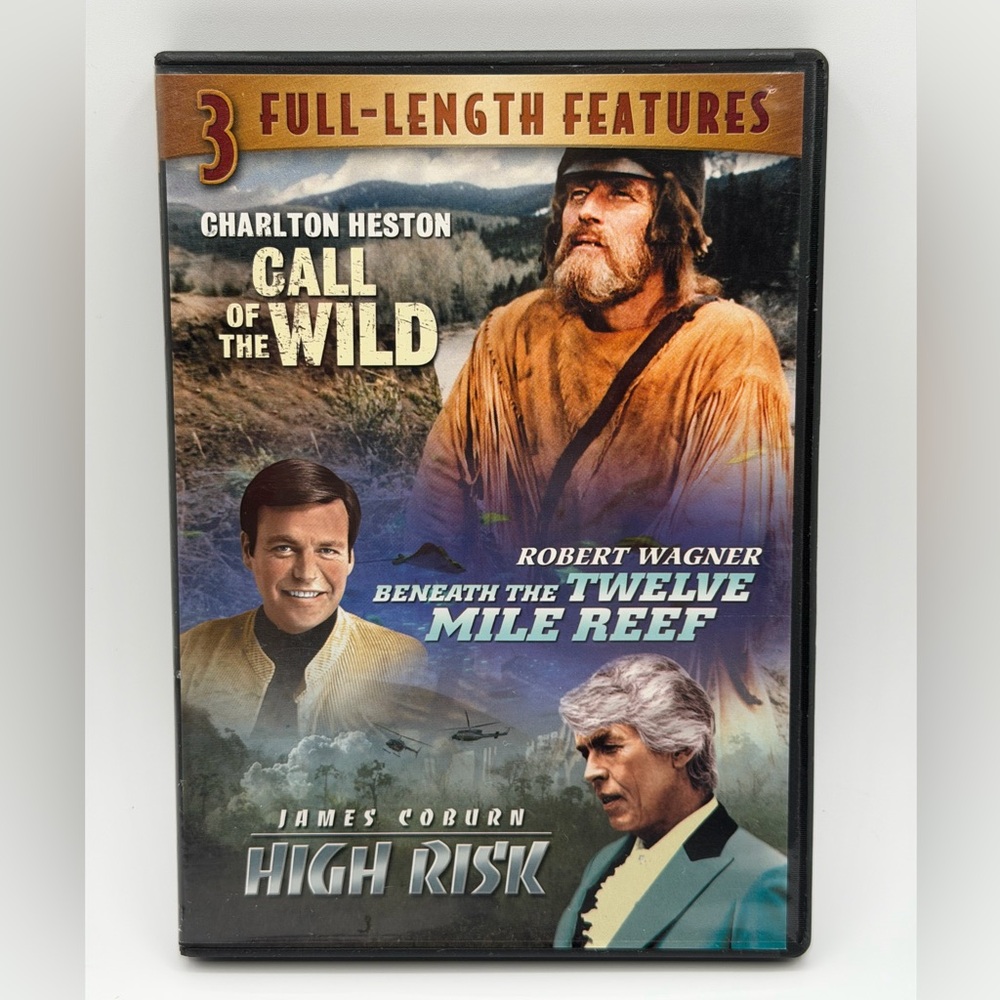 3 Full Length Features: Call of the Wild/Beneath The Twelve/High Risk (DVD, 2007